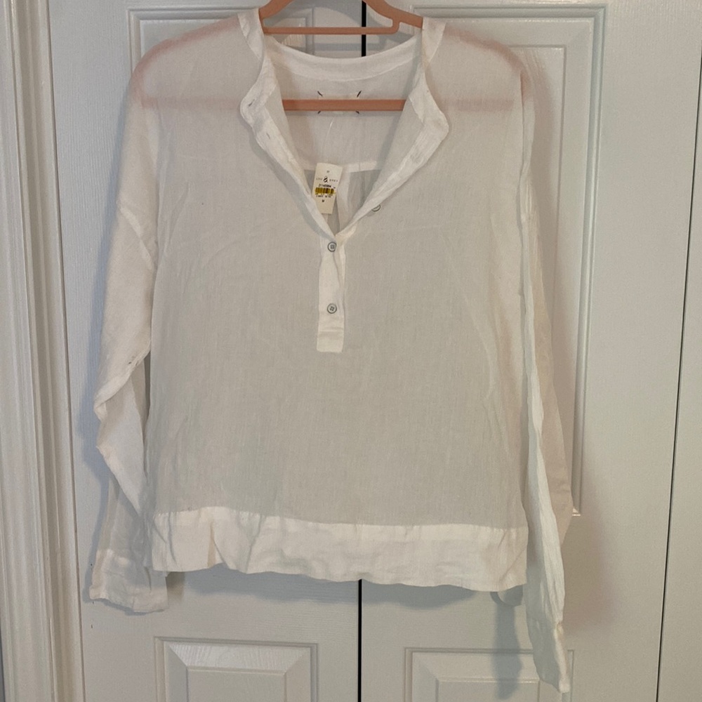 NWT! Lou & Grey Sheer Tunic - White Linen (M)